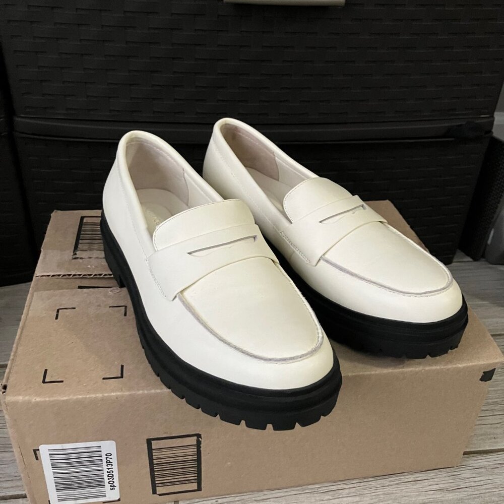 Quince Italian Leather Loafer (white/bone) size 8.5